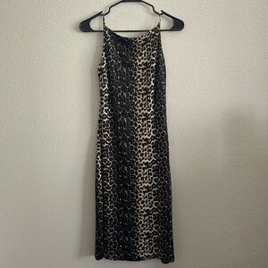 Leopard Open Back Midi Dress